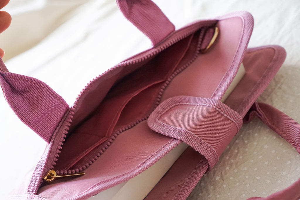 Personalised pink book bag with handles, hot pink stationery pouch with initial, matching pink book cover and pencil case, screen-free wellness gifts for readers, unique birthday gift for bookworms, water-resistant pink book pouch, luxury reading bundle f