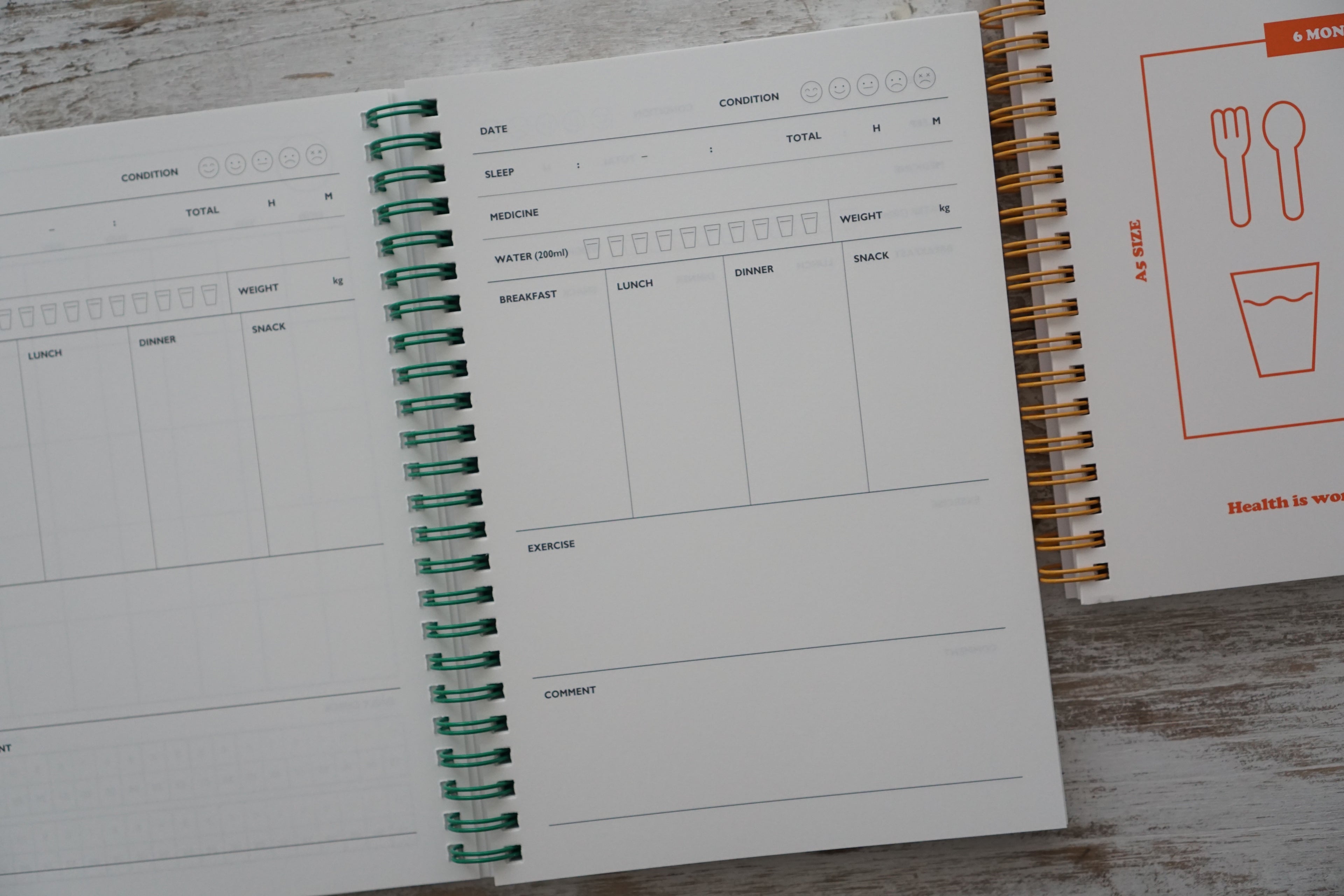 A5 Health & Wellness Journal Planner – 6-Month Meal & Body Tracking