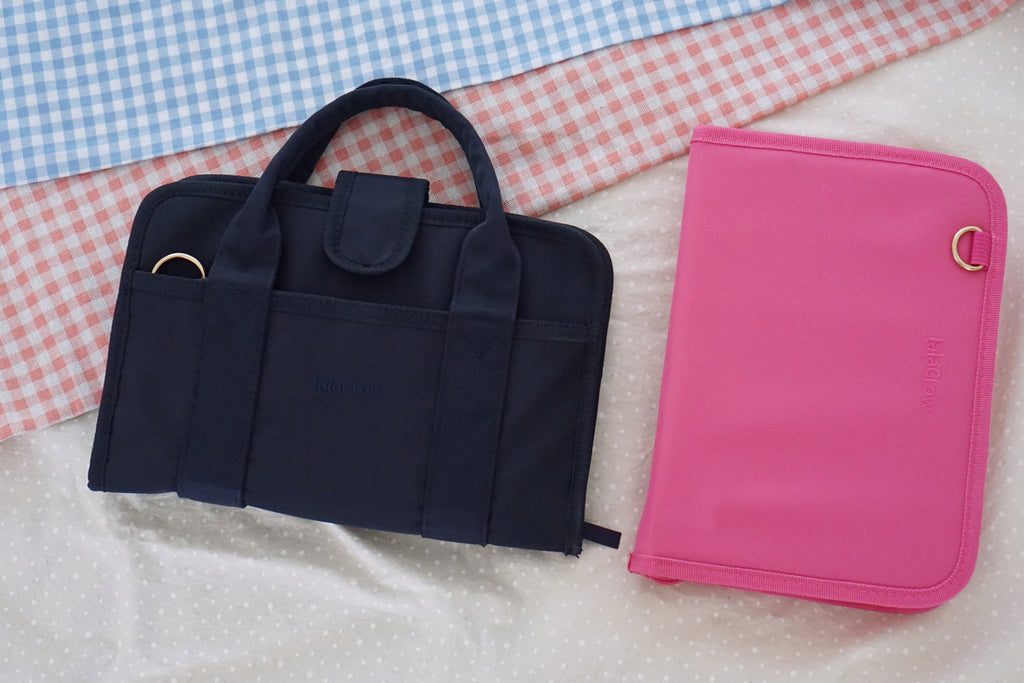 Hot Pink & Navy Blue Reading Bundle | Book Cover Bag & Stationery Pouch