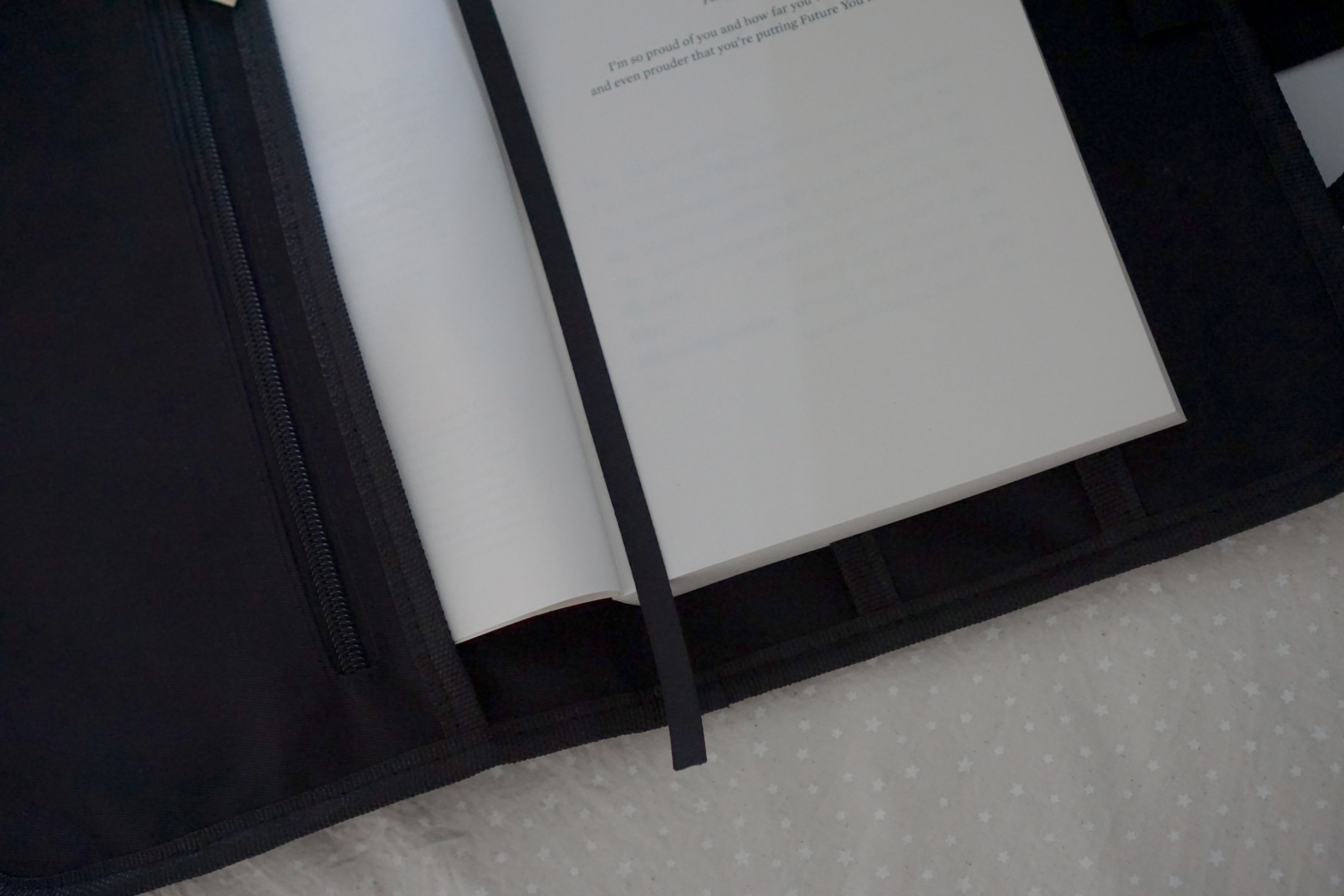 Personalised initial book pouch, black nylon book cover with pockets, hot pink stationery pouch with zipper, screen-free reading gifts, unique birthday gift for readers, matching book and stationery set, durable book protector bag.