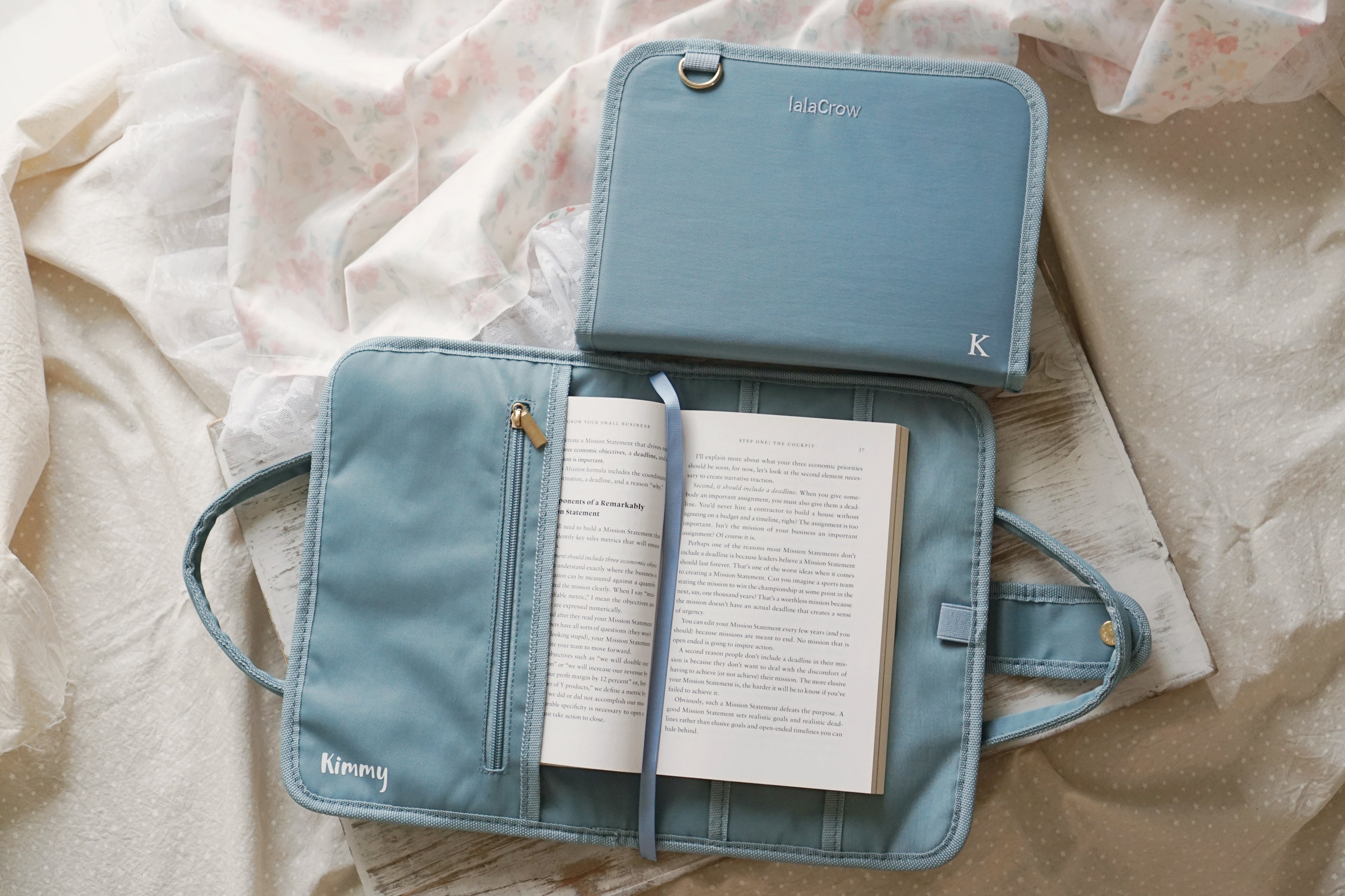 Personalised Reading Bundle - Blue Book Cover Bag & Stationery Pouch Bundle | Reader Gift