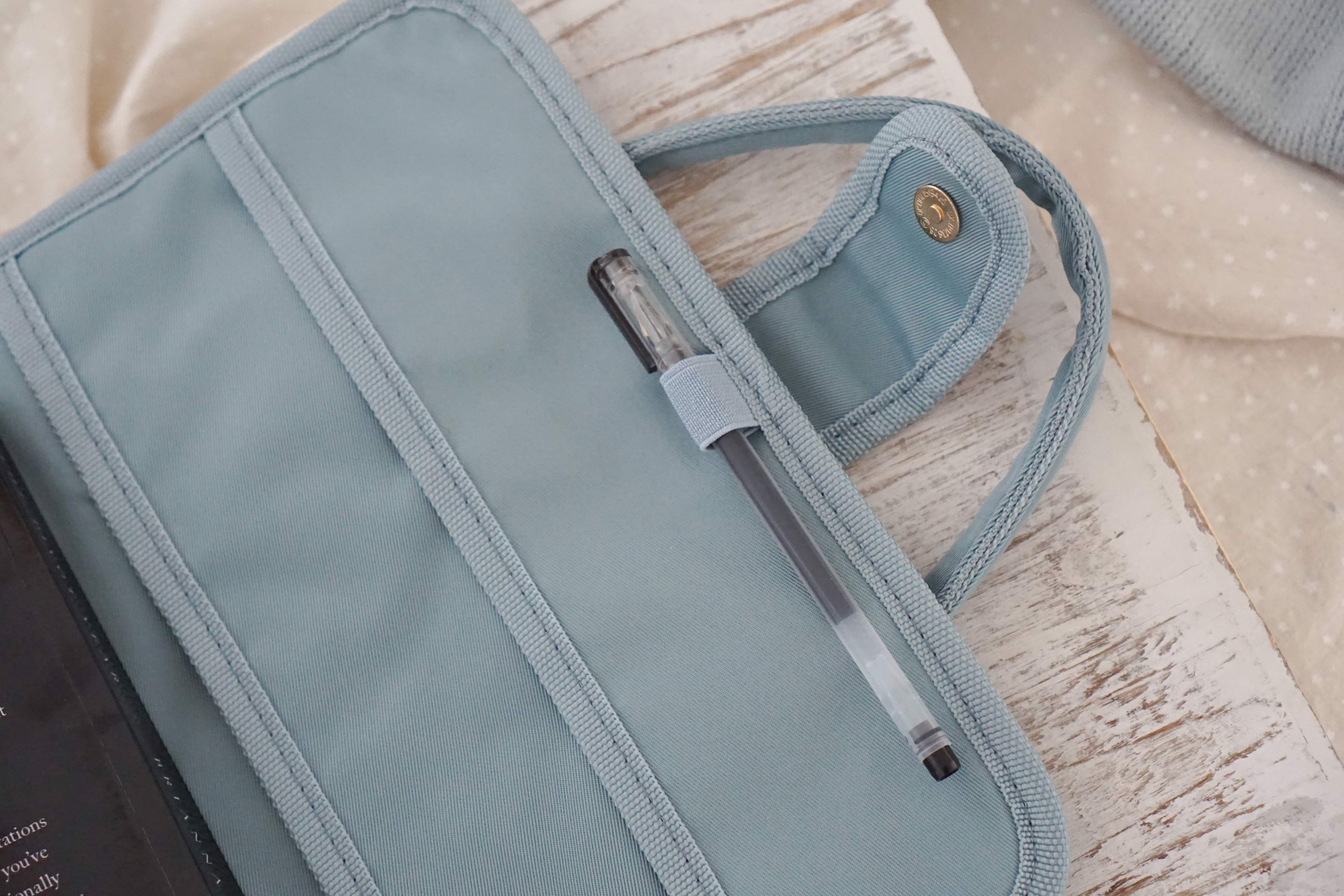 Personalised blue book bag for students, reading and writing bundle for authors, navy and light pink stationery set, durable book cover with pen loops, gift for bibliophiles and writers, matching blue book pouch and pencil case, screen-free focus tools fo