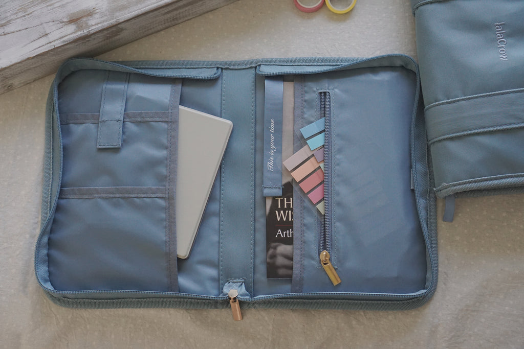 Dusty Blue Aesthetic, Minimalist Pencil Case, Water-resistant Book Pouch, Bible Study Stationery, Kindle Sleeve with Pocket, Planner Accessories Bag, Journaling Pouch, Aesthetic School Supplies, Small Book Protector, Portable Office Pouch.