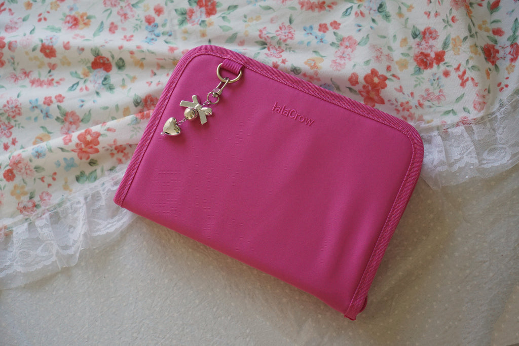 Personalised Reading Bundle | Black Nylon Book Cover Bag & Hot Pink Stationery Pouch Reading Bundle