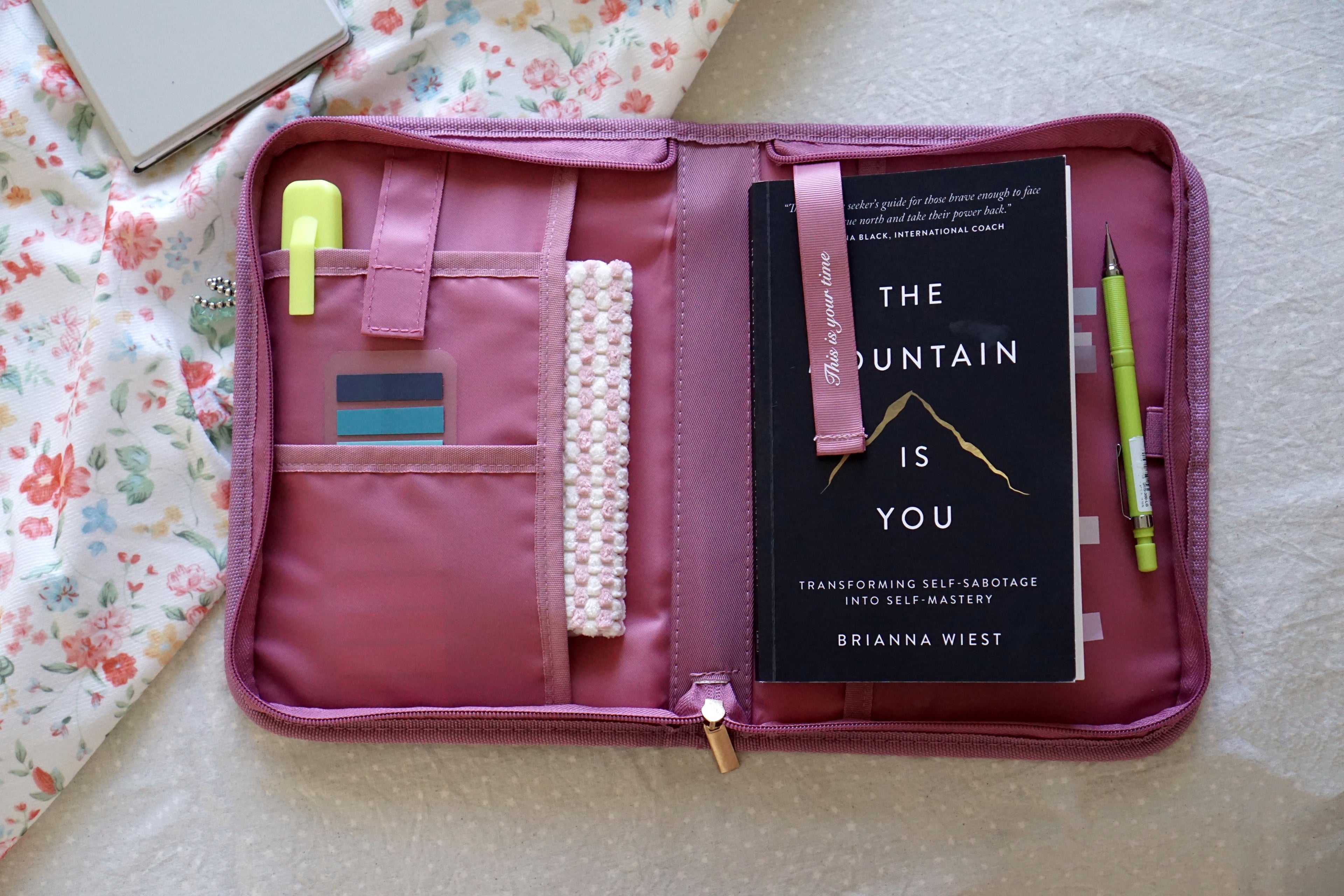 Personalised Pink Reading Bundle | Book Cover Bag & Stationery Pouch