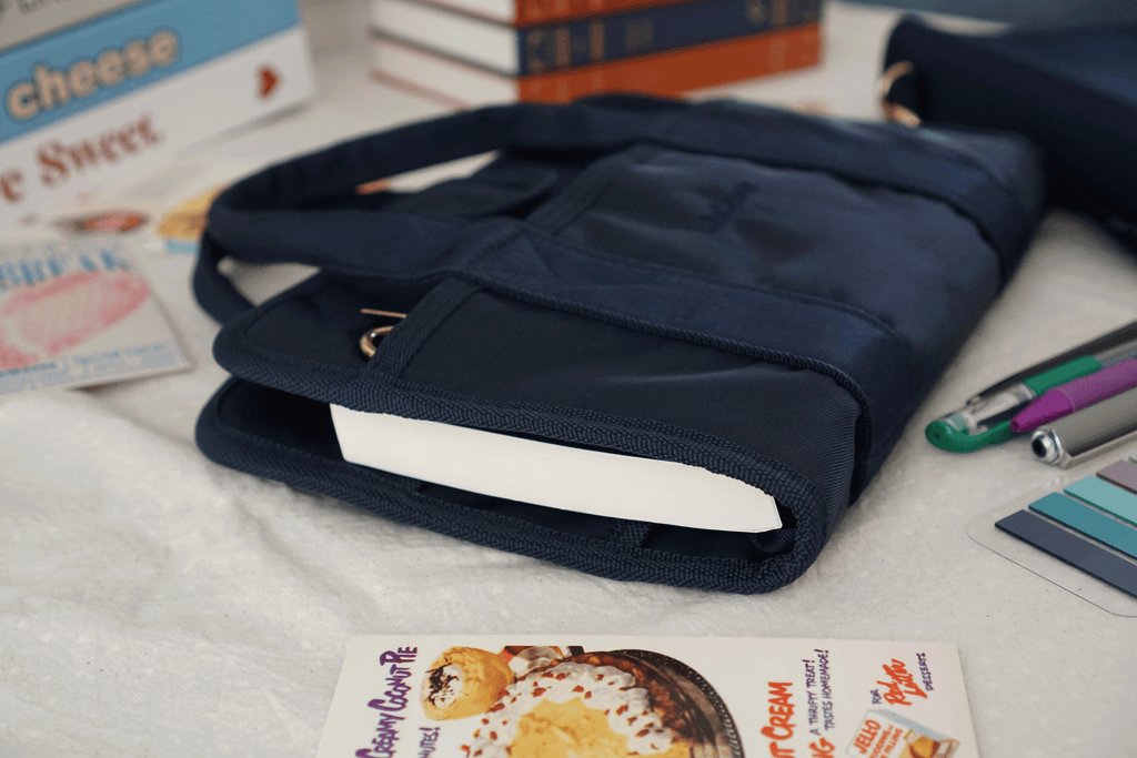 Waterproof bookbag, Men's bookbag, Book bags for adults, Handbag for books, Navy Blue