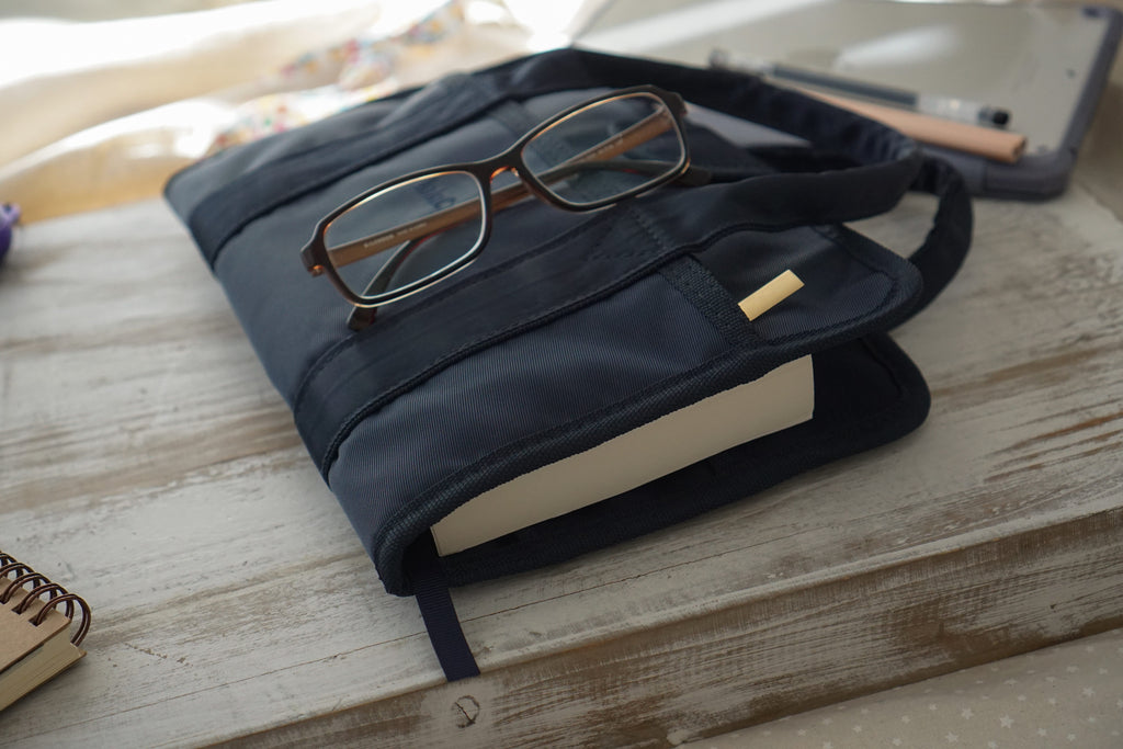 Personalised Reading Bundle | Hot Pink and Navy Blue Reading Bundle | Book Cover Bag & Stationery Pouch